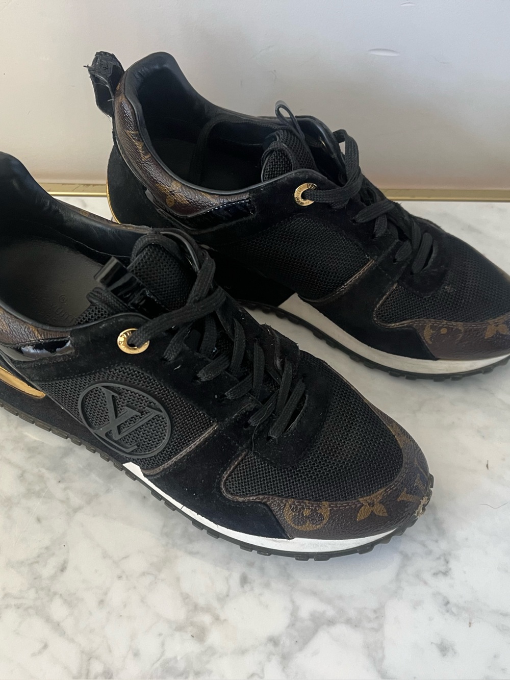 Louis Vuitton Black Monogram Accent Women's Sneakers